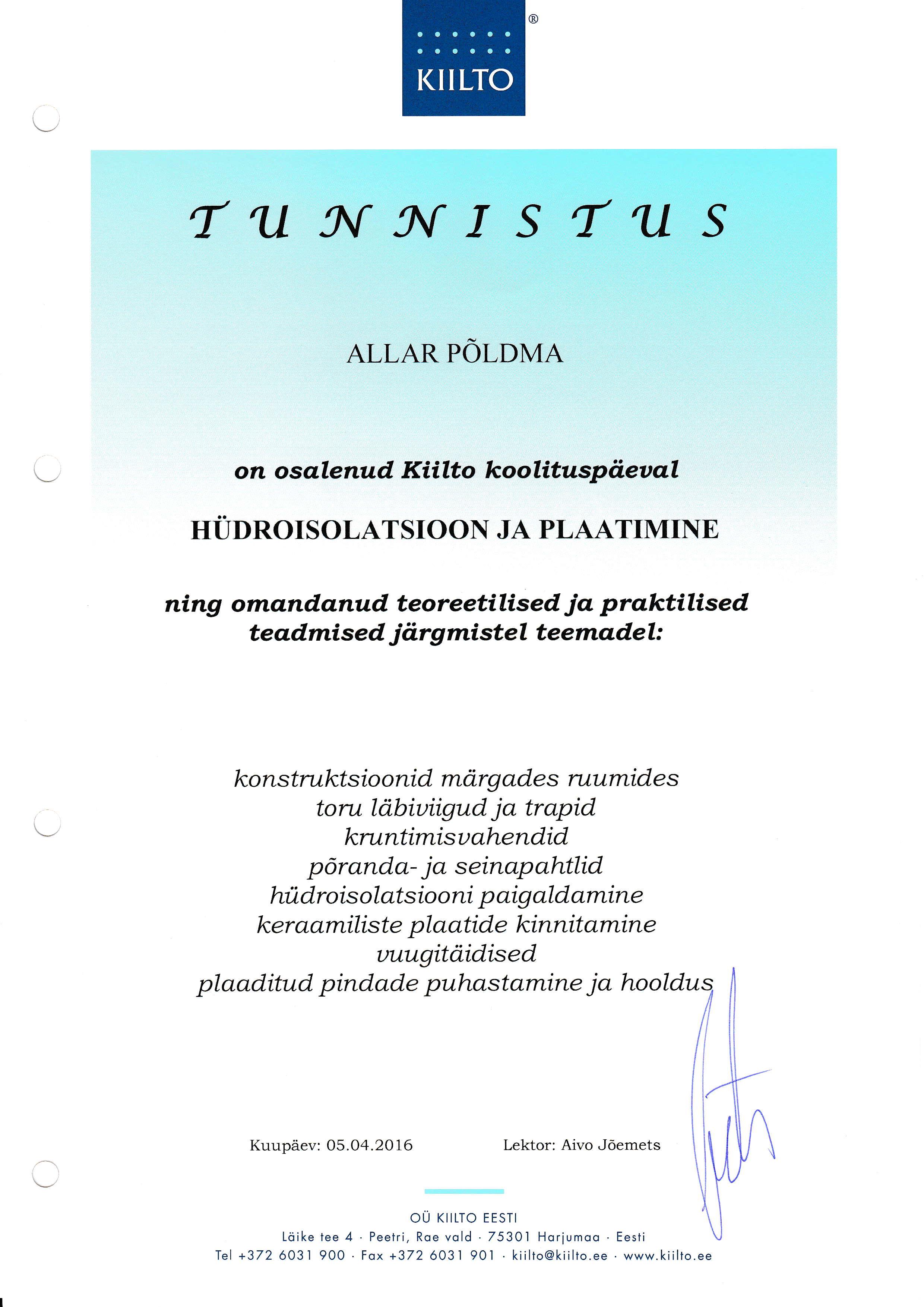 Tunnistus Kiilto